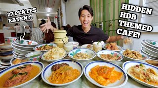 INSANE 27 PLATES OF FOOD EATEN SOLO?! | HIDDEN HDB THEMED CAFE LOUSHANG! | Singapore Food Challenge!