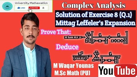 Solution of Exercise 8 of complex analysis by Dr Muhammad Iqbal,Mittag Leffeler Expansion Q.1