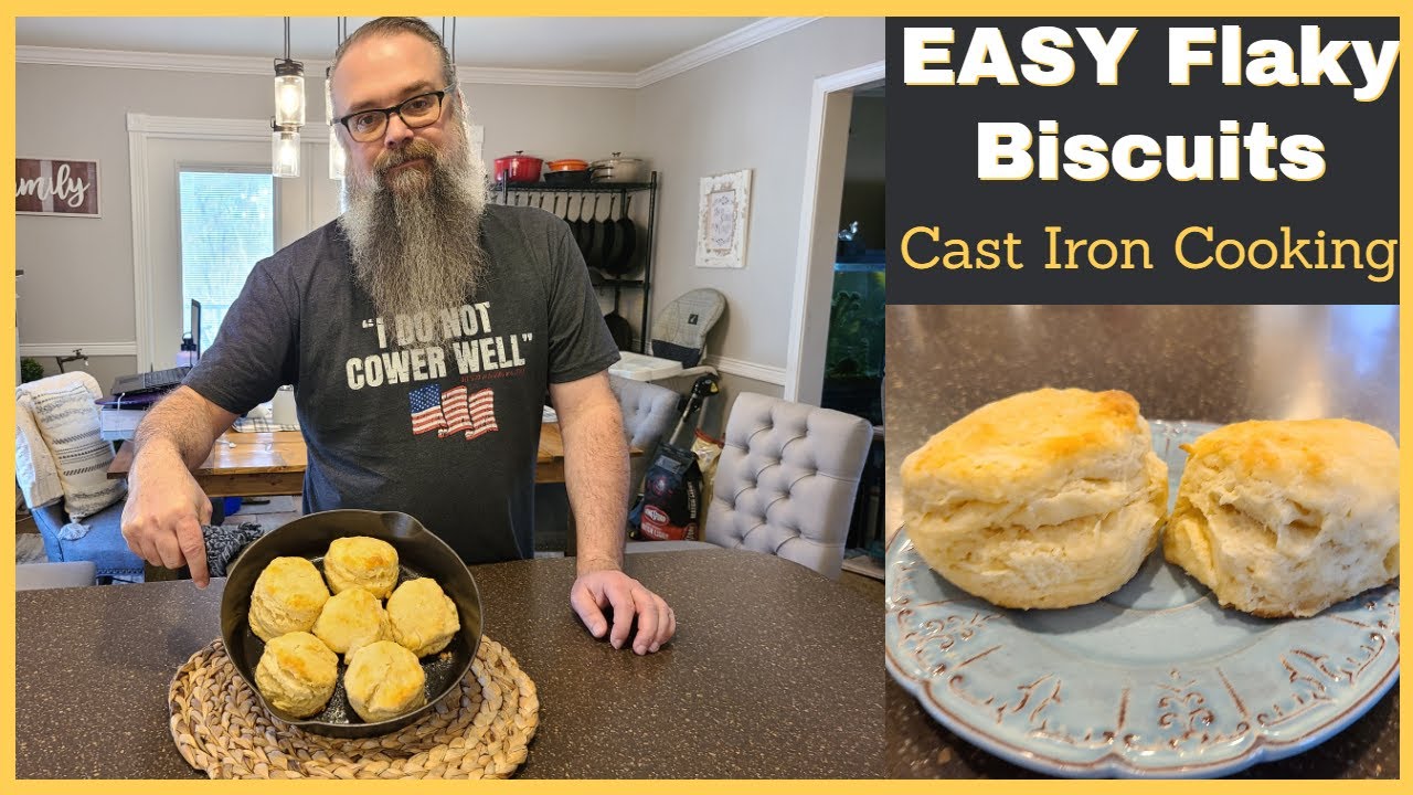 Flaky Butter Biscuits in Cast Iron Skillet - Easy Homemade Biscuits