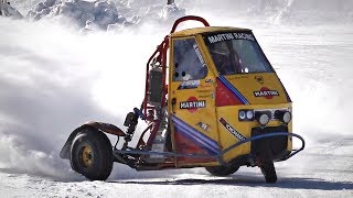 CRAZY Ape Car Proto with 600cc 3 Cylinder Motorcycle Engine DRIFTING in the Snow!!