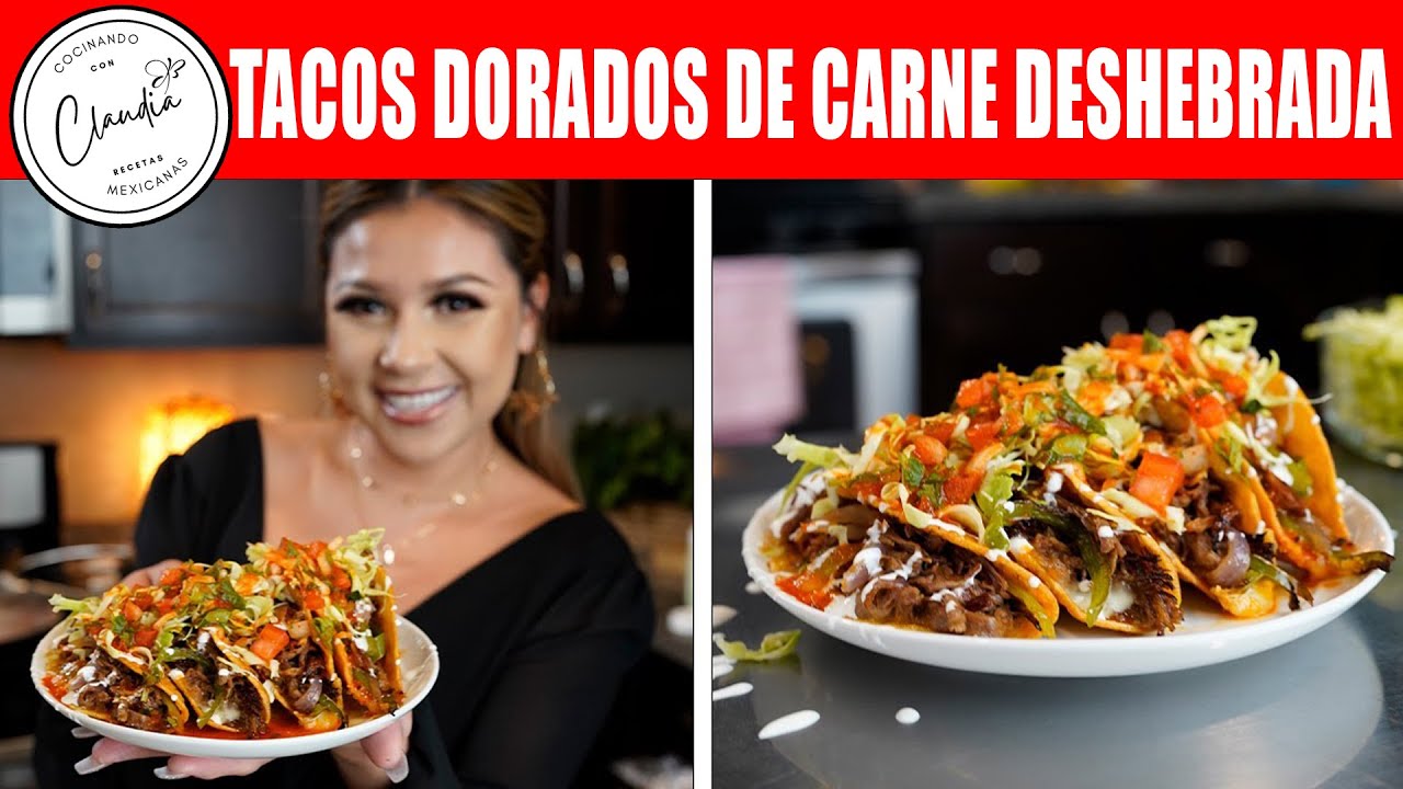 TACOS DORADOS DE CARNE DESHEBRADA & SALSA DE ÁRBOL