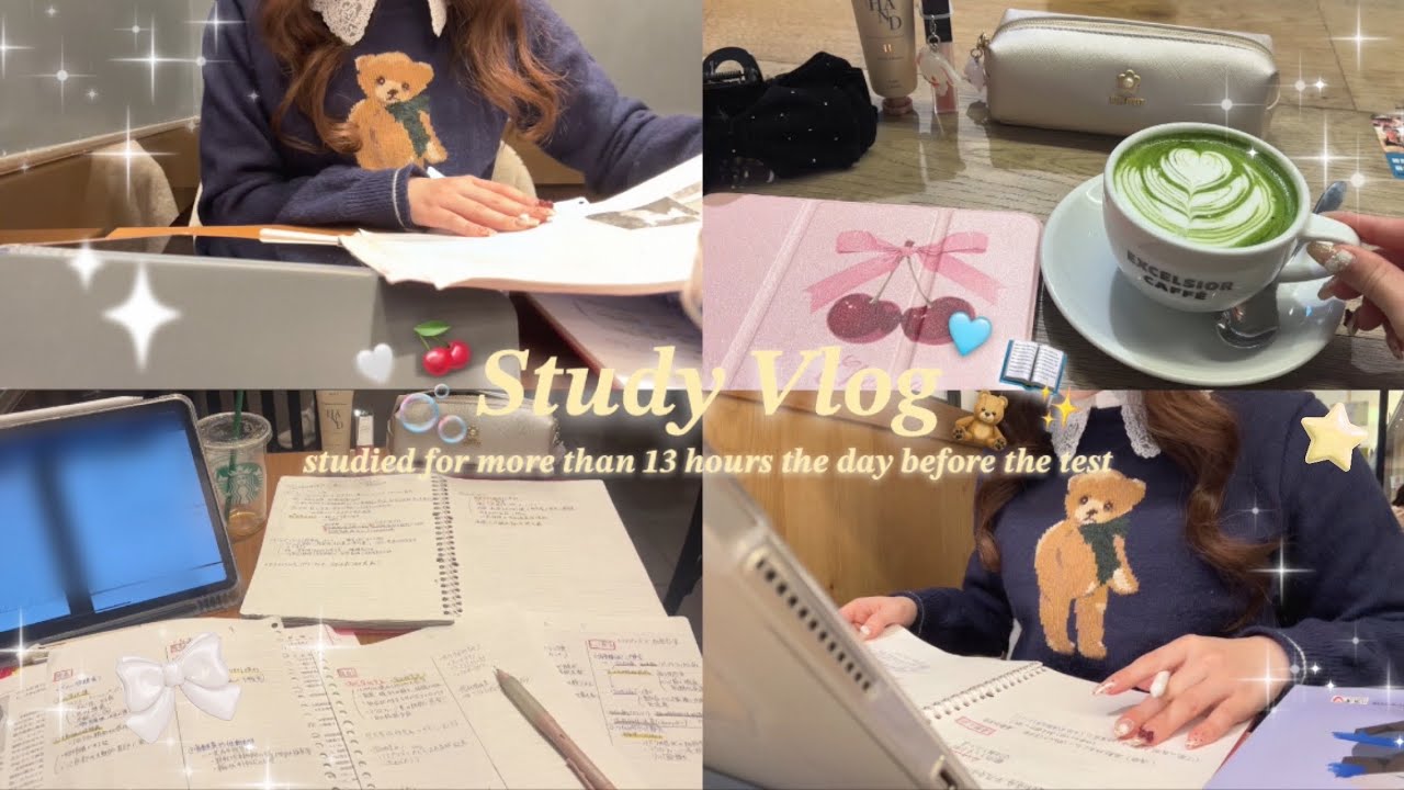 【獣医学生のVlog】試験前日に13時間以上勉強した詰め込みVlog📖🥼🧸🩵