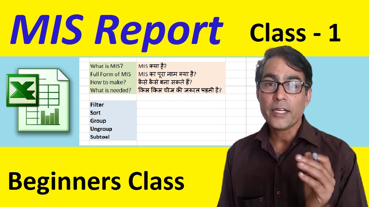 Mis Report In Excel Class 1 Mis Report Series In Hindi Simple Mis