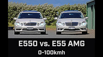 Mercedes-Benz E550 vs E55 AMG Launch 0-100 km/h