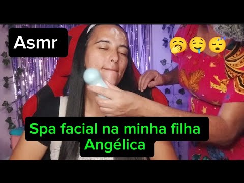 Asmr- com minha filha - limpeza facial+ massagem facial presente da amiga Amanda 🤗🫶♥️