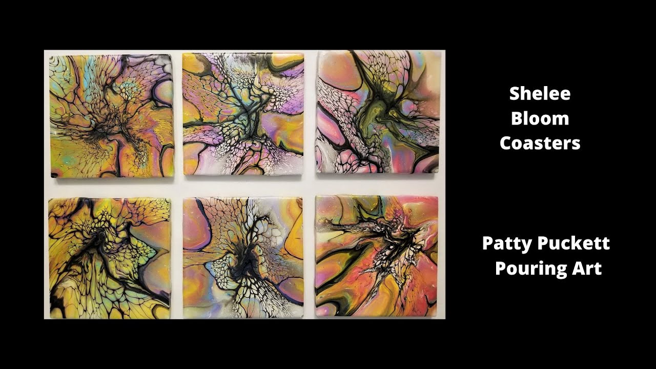 Shelee Bloom Coasters - Easter colors 🎨🎨 Fluid Art 🎨🎨Shelee Discount code 🎨🎨 Tutorial