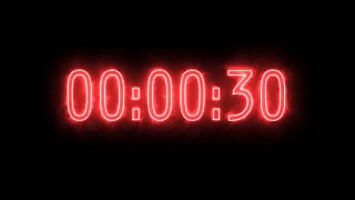 Red Fire Neon Timer 30 Seconds (Countdown)