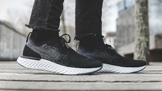 nike epic react grey on feet