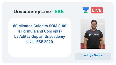 60 Minutes Guide to SOM (100 % Formula and Concepts) by Aditya Gupta | Unacademy Live | ESE 2020