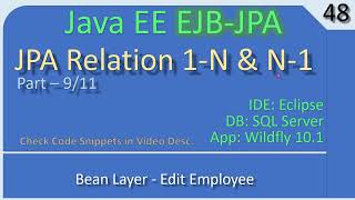 JPA ManyToOne | Part 9 - Bean Layer Edit Employee | JavaEE EJB JPA Tutorials #48