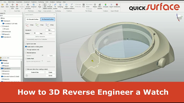 Reverse engineering a Watch Case from Scan to CAD with QUICKSURFACE Software