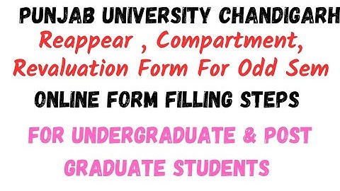 Panjab University Reappear Odd Semester Form* Compartment* Revaluation Online Form Filling Steps