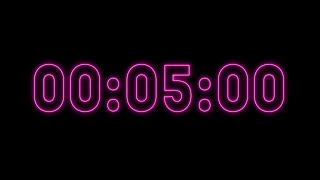 Violet neon timer 5 minutes (countdown)