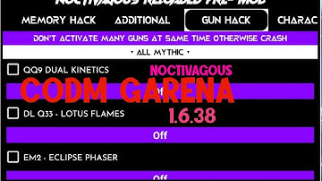 FREE CODM:GARENA | MOD MENU 1.6.38.VIP CHEAT(OUTDATED)