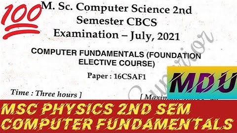 2021 MDU MSc Physics 2nd sem Computer Fundamentals question paper pdf #mdu #physics #papers #shorts