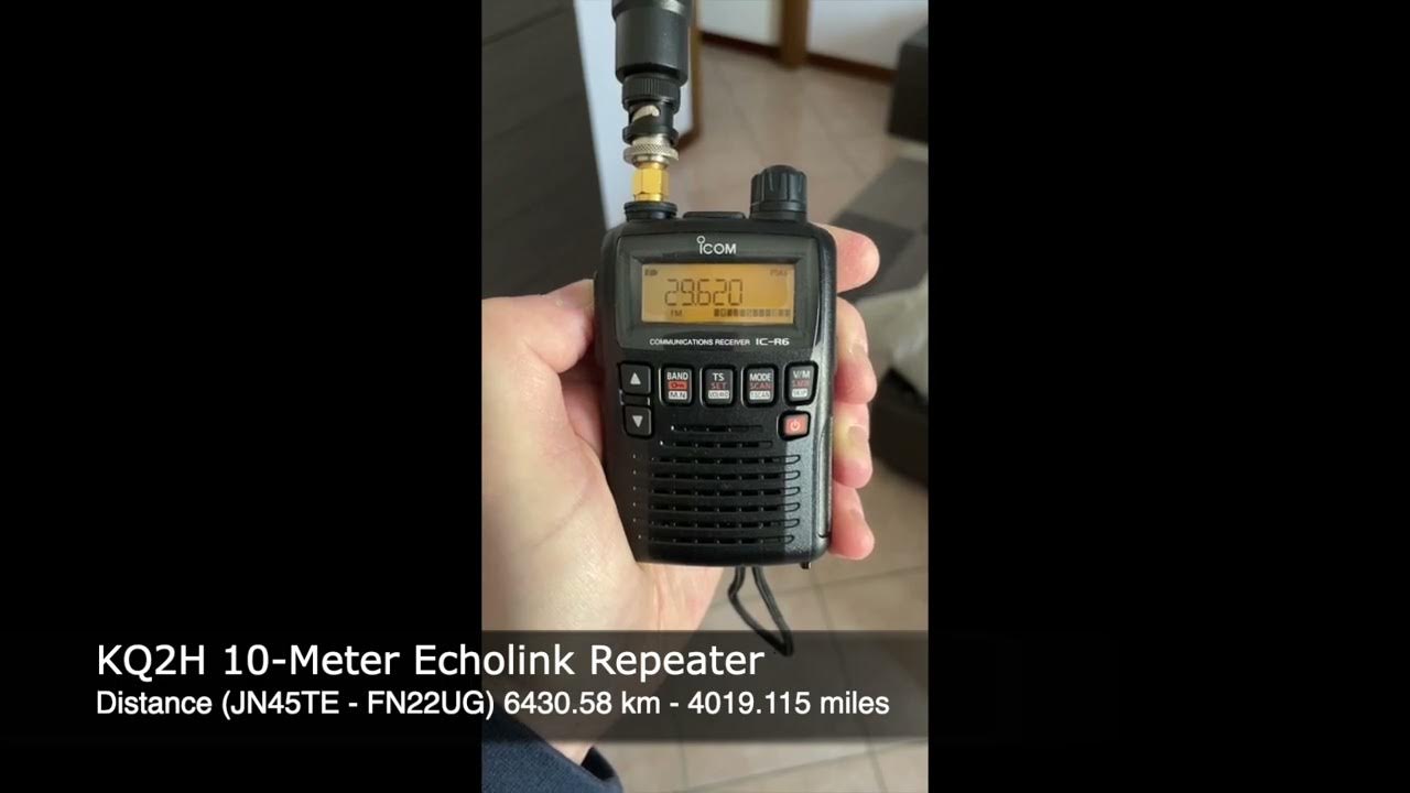 KQ2H 10Meter Echolink Repeater received in Italy with ICR6 inside my