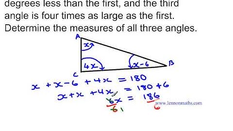 Linear Equation Word Problem - Sum of angles in a triangle