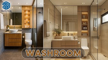 Modern Washroom Design in SketchUp with V-Ray + AI Realism ✨ | Full Modeling & Rendering Tutorial