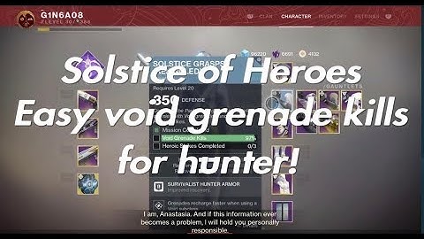 Destiny 2] Solstice of Heroes Quick & Easy void grenade kills for hunter! 16% in 3 minutes!!
