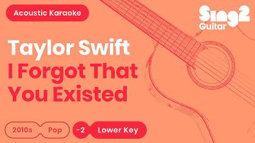 Taylor Swift - I Forgot That You Existed (Lower Key) Acoustic Karaoke