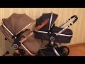 Baby Stroller V-Baby Black with Silver Frame V-Baby Brown with Gold Frame