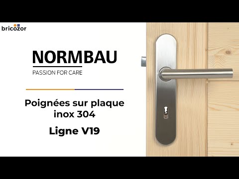 Poignées de porte droites sur plaques - inox 304 - Ligne 19 type V NORMBAU