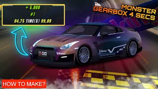 How to make 4 sec gearbox for GTR R35 in car parking multiplayer new update