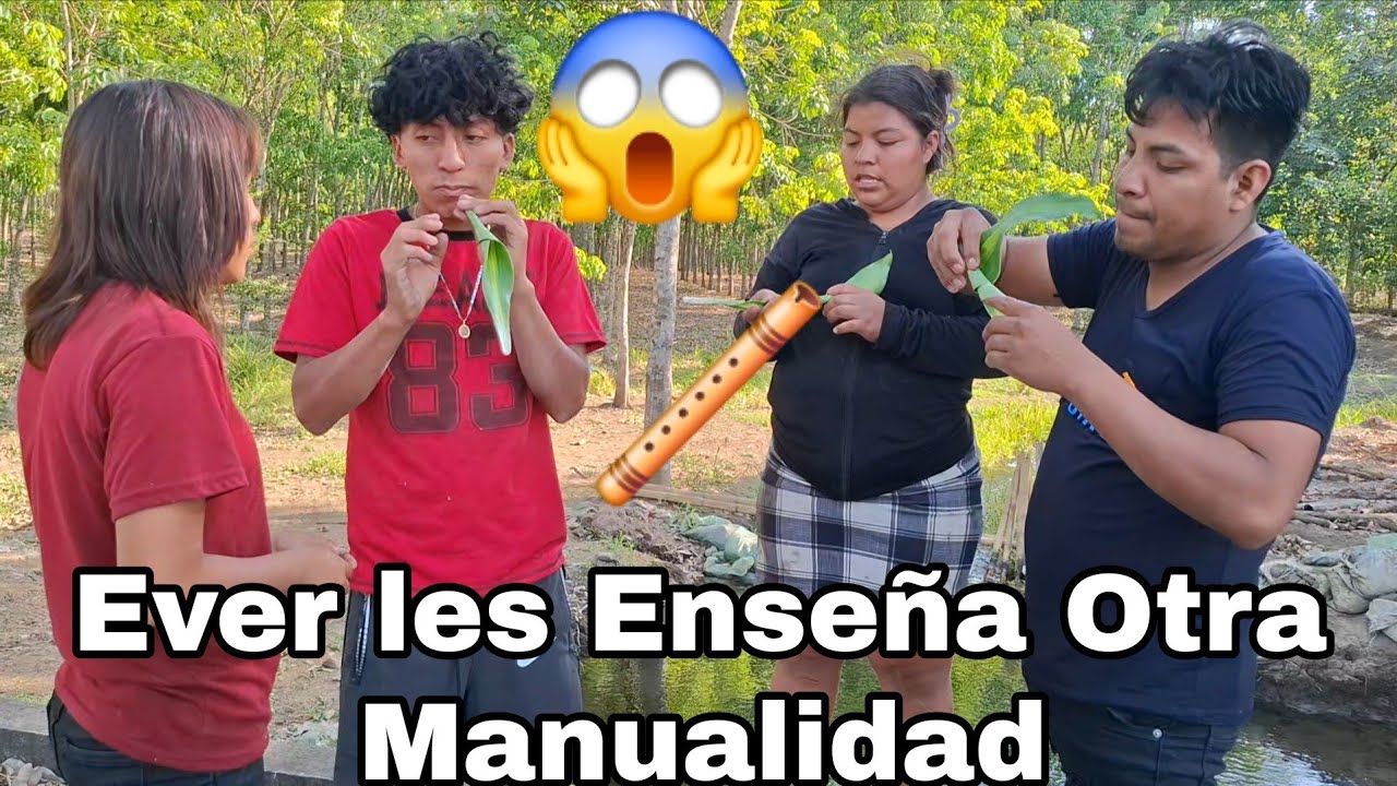 ‼️Eber Le Enseña a Rosi Otra Manualidad😱Como Aser Flautas De Ojas😊