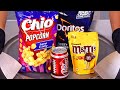 Popcorn, Nachos, Cola & Chocolate Candy — Ice Cream Rolls | Satisfying Visual ASMR