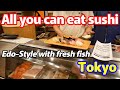 Try the entire menu of all-you-can-eat sushi prepared by fish market chefs using fresh seafood items