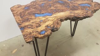 How to make an Epoxy Coffee Table Epoxy coffee table You will need: A timber burl I used BlackButt, Aldax clear cast 24hr epoxy resin, True blue pigment, Interference