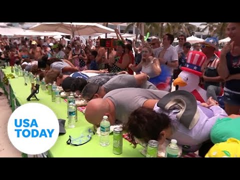 Foodies pulled out the goggles for a pie-eating competition | USA TODAY
