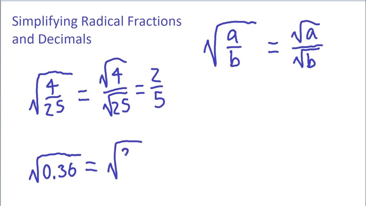 M8c41 simplifying radical fractions and decimals youtube