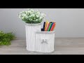 DIY Цветочный Органайзер для карандашей из бумажных трубочек