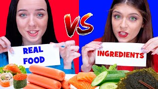 Real Food VS Ingredients ASMR Eating Challenge by LiLiBu