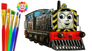 How to DRAW Train Thomas and Friends TRAINS Video for KIDS MAVIS DIESEL ENGINE