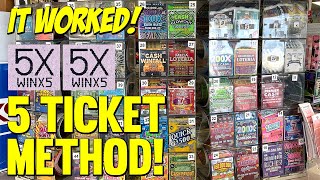 5 TICKET METHOD WORKED! $$$!! Lottery Scratch Off Tips