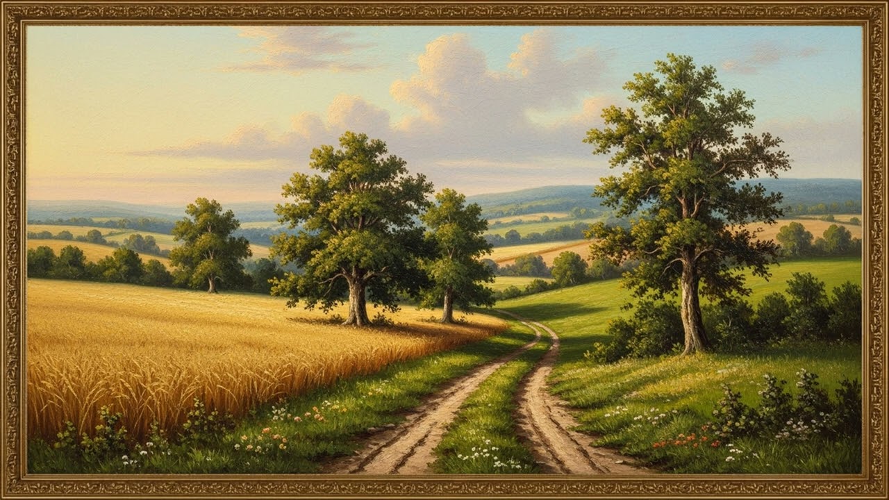 Serene Rural Landscape | Vintage Art Screensaver in 4K