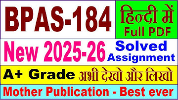 BPAS 184 solved assignment 2025-26 in Hindi || bpas 184 solved assignment 2026 || ignou bpas184