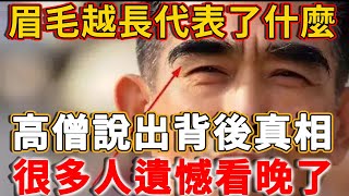 常說：「眉毛一根長，勝過萬擔糧」，眉毛越來越長代表了什麼？是長壽特徵還是身體出問題，高僧說出真相，很多人遺憾看晚了！