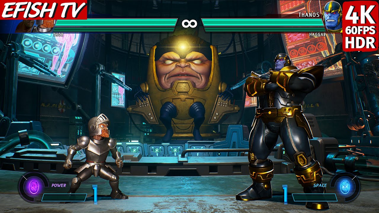 Arthur & Thor vs Thanos & Haggar (Hardest AI) - Marvel vs Capcom: Infinite