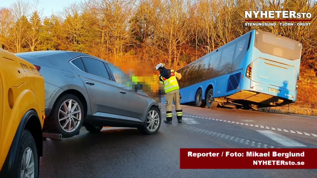 2023-01-26 Buss och personbil i olycka på Tjörn