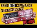 Send midi commands from songbook pro to switch between memories on the rc600