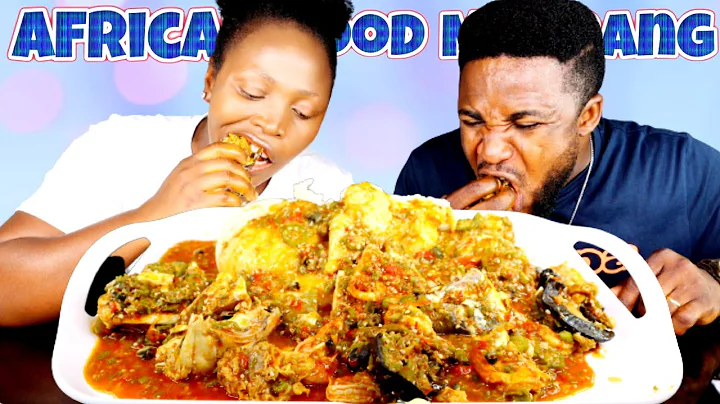 HILARIOUS ASMR MUKBANG | POUNDED YAM FUFU AND SEAFOOD OKRA SOUP WITH SNAIL