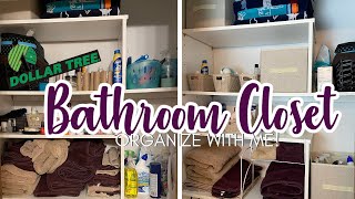 DOLLAR TREE BATHROOM CLOSET ORGANIZATION | LINEN CLOSET ORGANIZE WITH ME| VLOG STYLE CLEANING VIDEO