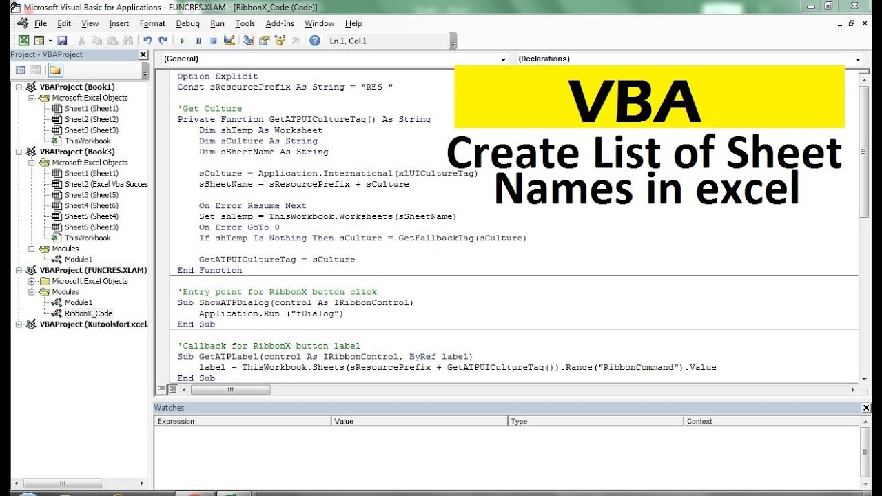 excel vba - get worksheet name from another workbook - YouTube