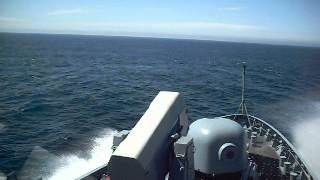 Ship-Gun Fire, Oto-Melara, 76Mm 3 Artillery Of A German New Korvette- Warship