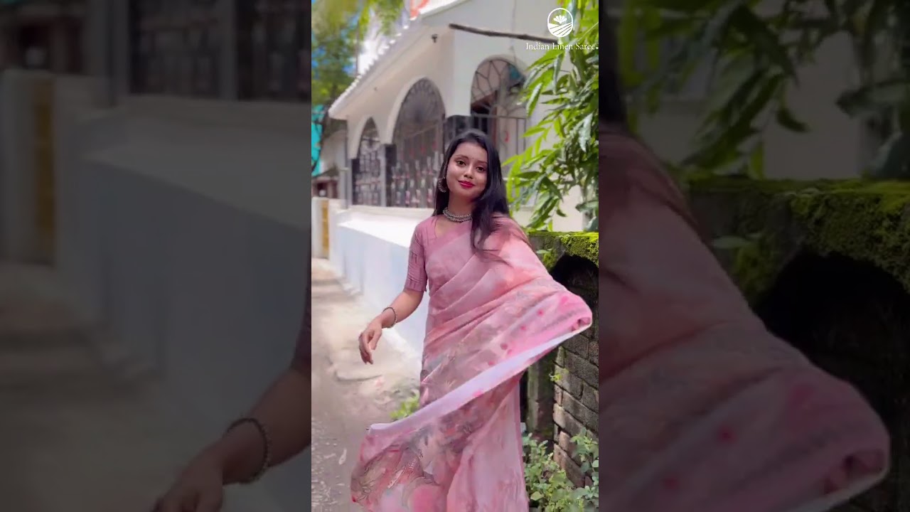 Pastel Pink colour Linen Saree With Unstitched Blouse Piece🩷