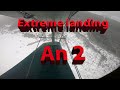 Extreme descent and landing on a snowy airfield  on antonov an2 biplane piston aircraft