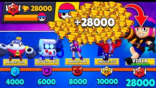 NONSTOP to 28000 TROPHIES Without Collecting TROPHY ROAD + Free Brawler - Brawl Stars